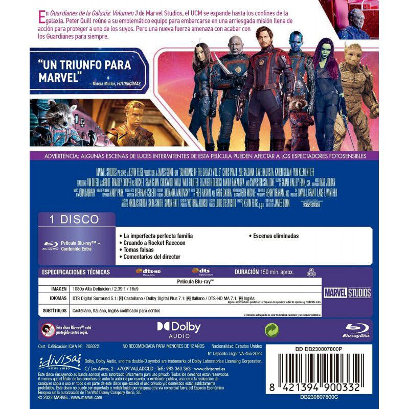 Guardianes de la Galaxia Vol.3 (Blu-ray) [Blu-r... image number null