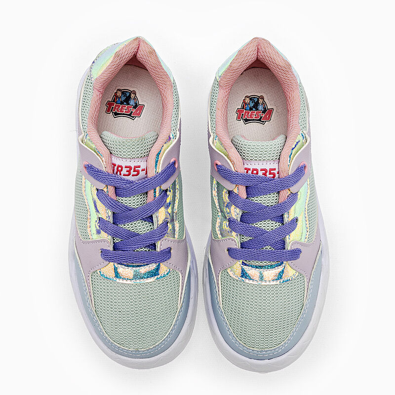 Tres-A tenis para ni&ntilde;a verde multicolor cod 140... image number null
