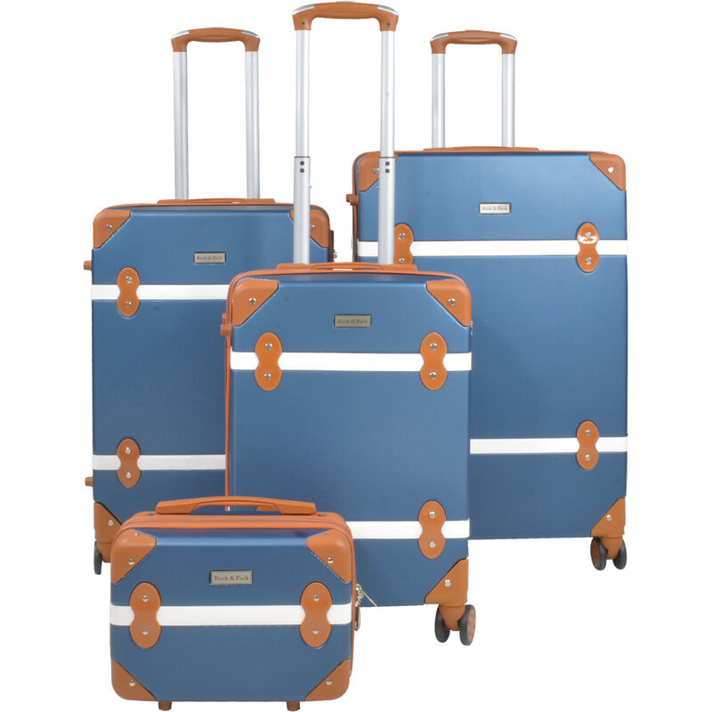 Set 4 Maletas Vintage Azul Retro Tipo Baul image number null