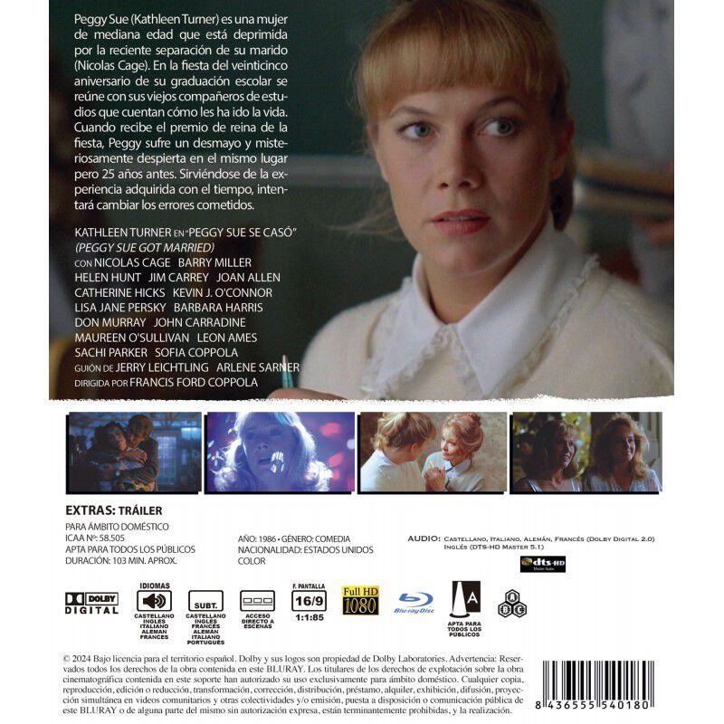 Peggy Sue Se Cas&oacute; [blu-ray] (1986) image number null