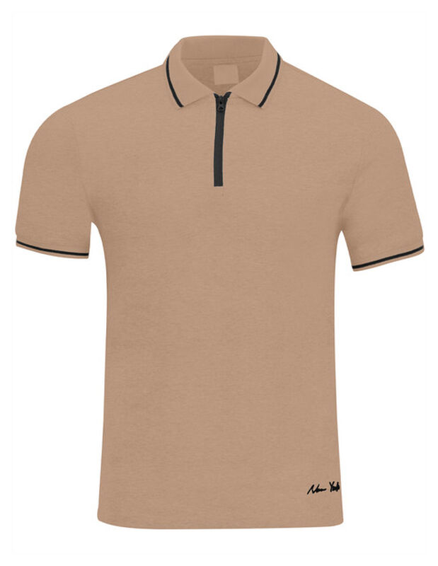 Playera Casual Cuello Con Cierre Hombre Camello... image number null