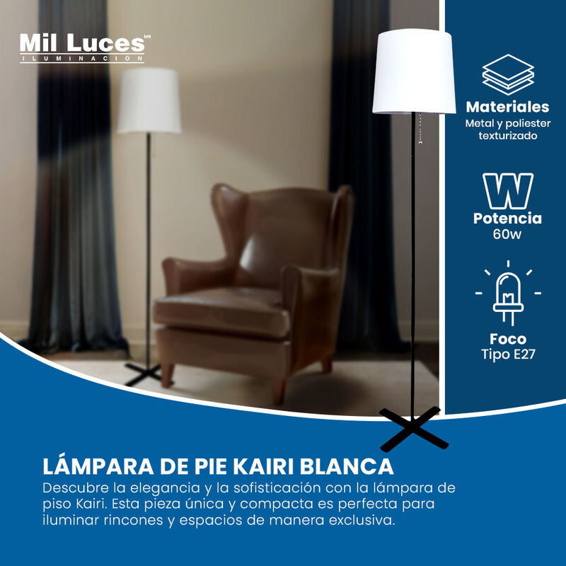 L&aacute;mpara de Pie MIL LUCES KAIRI Blanco Mate - Es... image number null