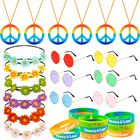 Set Banballon Hippie Para Fiestas De Los A&ntilde;os 60 Y 70 Con Gafas De Sol Y Accesorios