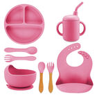 Juego de babero y accesorios de silicón Aquila baby Coral