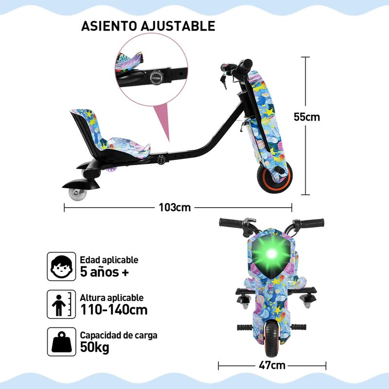 Triciclo Eléctrico Honey Whale MZ008 Azul image number null