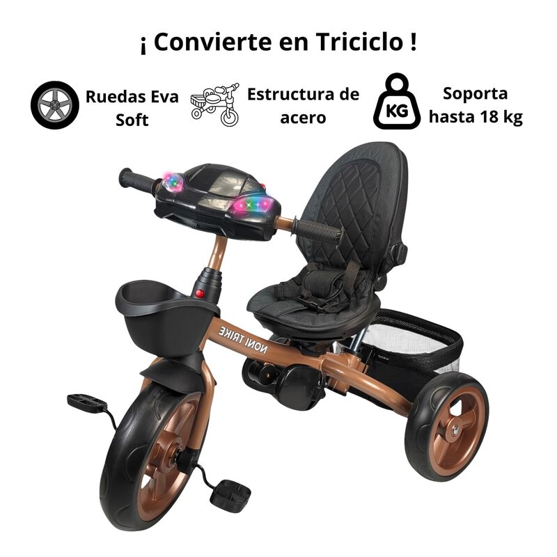 Triciclo 2en1 Carreola Bast&oacute;n Direccional Ajust... image number null