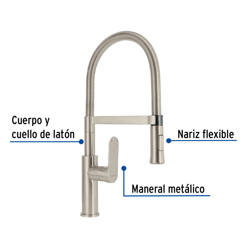 Monomando Sat&iacute;n Nariz Flexible para Fregadero R... image number null