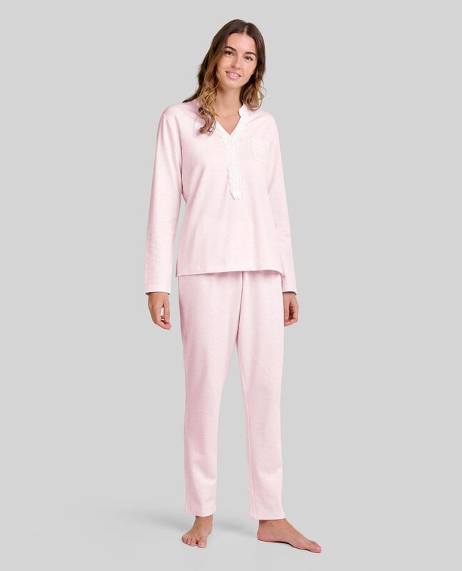 Pijama Lencero con Puntilla Rosa image number null