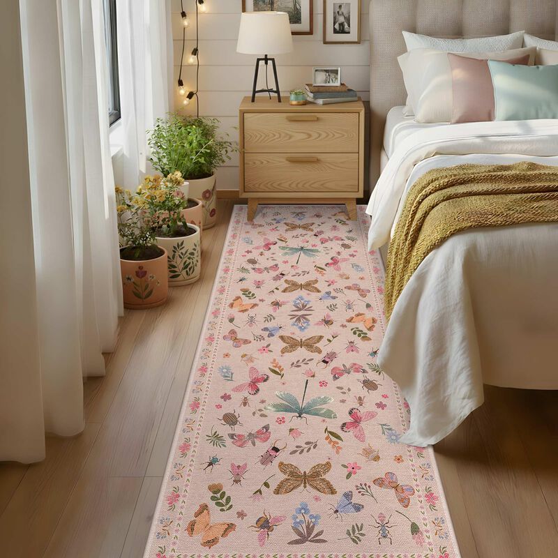 Alfombra Corredor Rugxara 152 cm Rosa Floral La... image number null