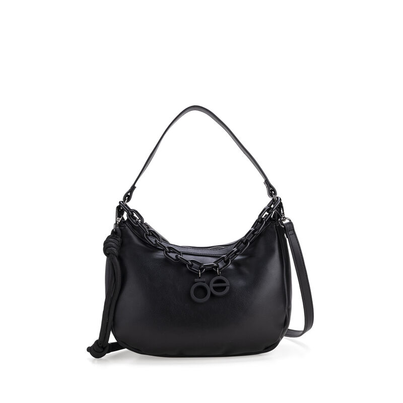 Bolsa Hobo Mediana Con Cadena Acr&iacute;lica Color Ne... image number null