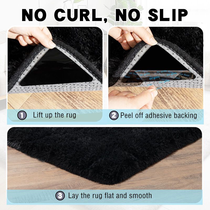 Alfombra Aafkk 61 &times; 91 cm Negra Peluda Antidesl... image number null
