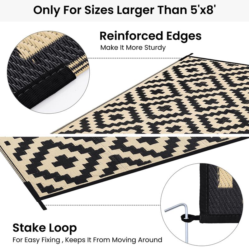 Alfombra Smiry 6x9 Pies Impermeable Boho Negro ... image number null