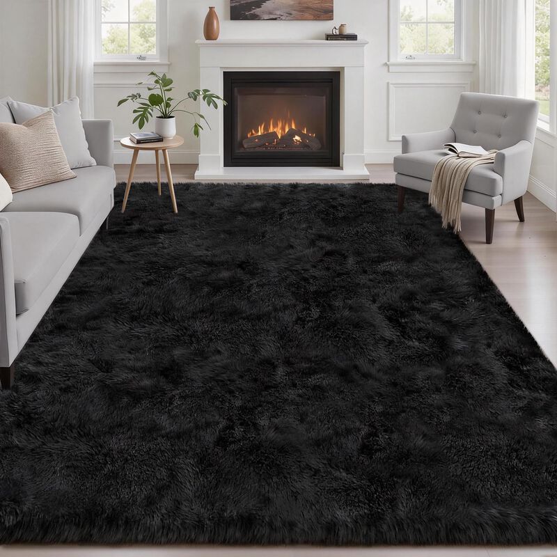 Alfombra Luxturiy 150 cm X 91 cm Negra De Pelo ... image number null