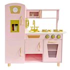Cocinita Juguete Infantil Ni&ntilde;as Madera Moderna Accesorios Rosa Little Monkey