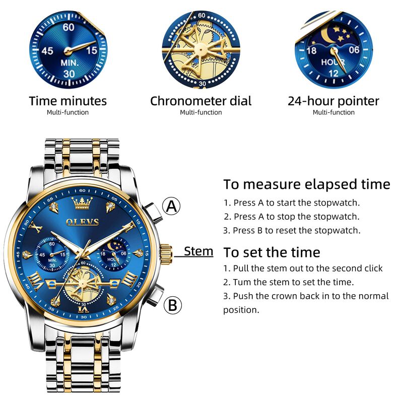 Reloj Olevs Para Hombre, Anal&oacute;gico, De Acero In... image number null
