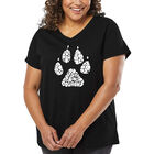 Camiseta De Talla Grande Cuello En V Word Art Para Mujer - Dog Mom- Negro