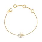 PULSERA NEREIDA CADENA CHAPADA EN ORO Y CHARM BLANCO  CON ZIRCONIAS