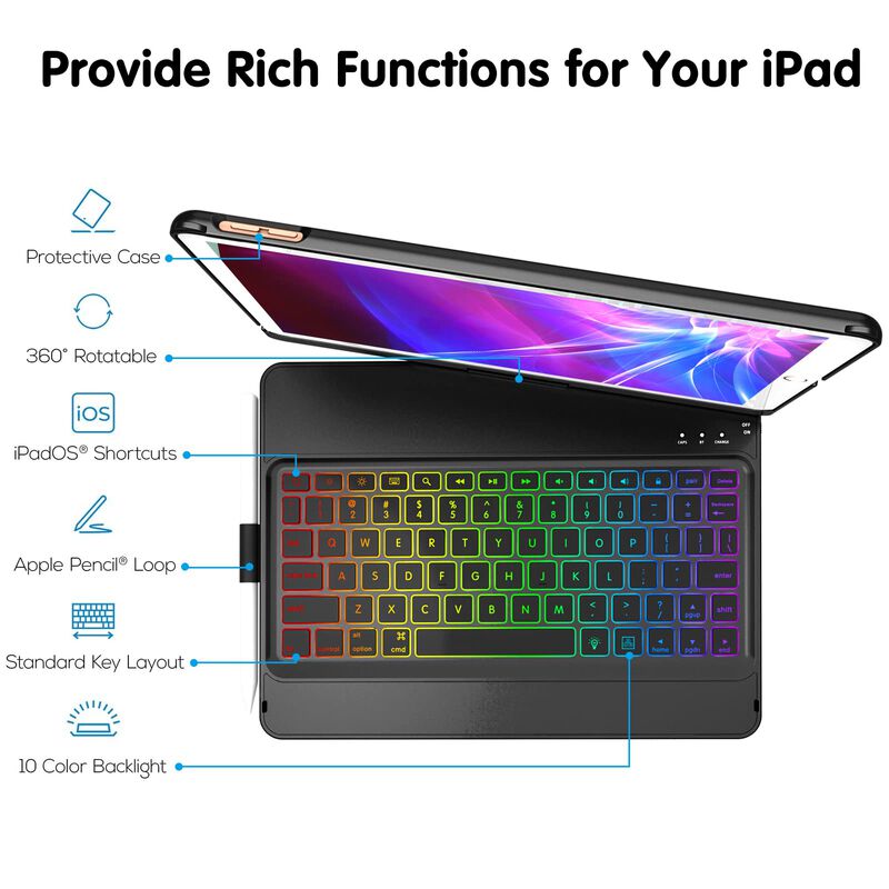 Funda Con Teclado Ggh Para Ipad De 10.2" 9&ordf;/8&ordf;/... image number null
