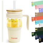 Vaso De Vidrio Tronco 950 ml Con Asa Color Crema, Libre De Bpa