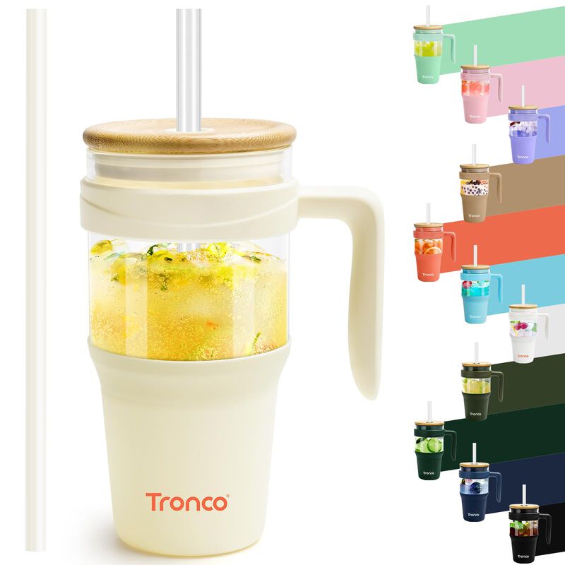 Vaso De Vidrio Tronco 950 ml Con Asa Color Crem... image number null