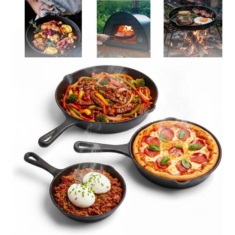 Set De Sartenes 3 Pzs 15, 20, 25 Cms Hierro Fun... image number null