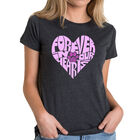 Camiseta Mezcla Premium Word Art Para Mujer - Forever In Our Hearts- Negro
