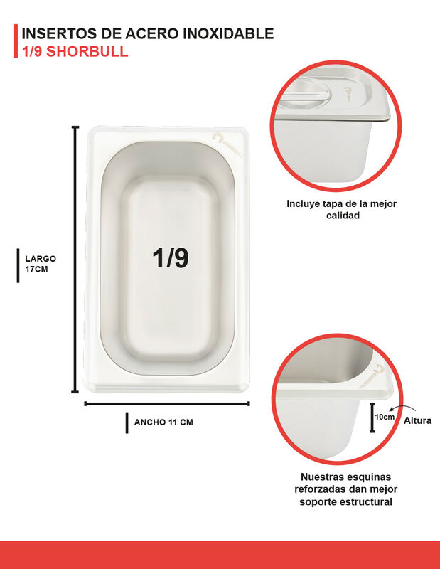 Inserto acero inoxidable noveno 1/9 10 Shorbull image number null