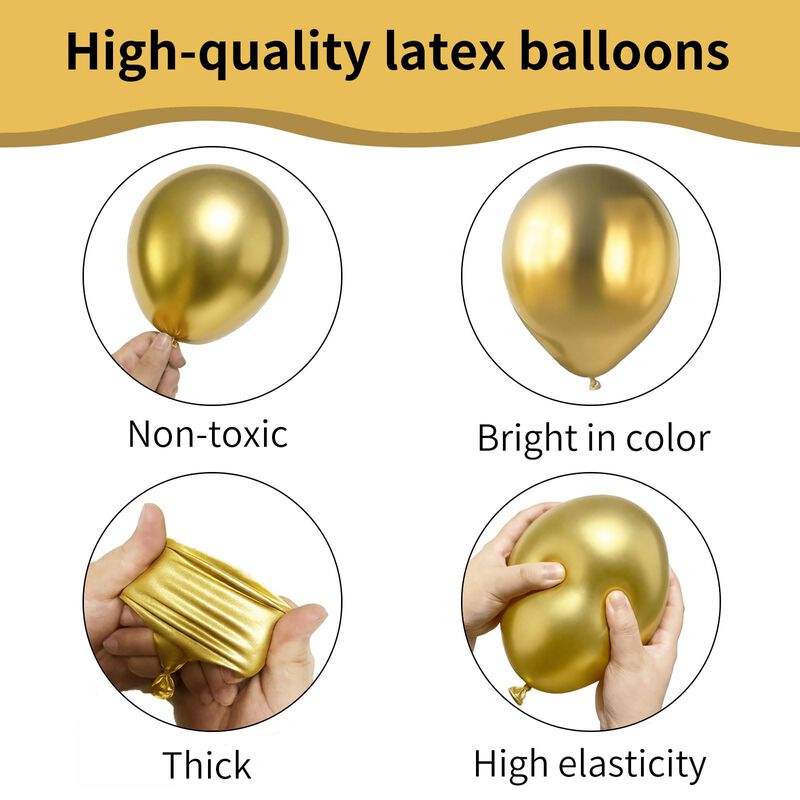 Globos Ztikug 25 cm Dorado Met&aacute;lico 50 unidades image number null