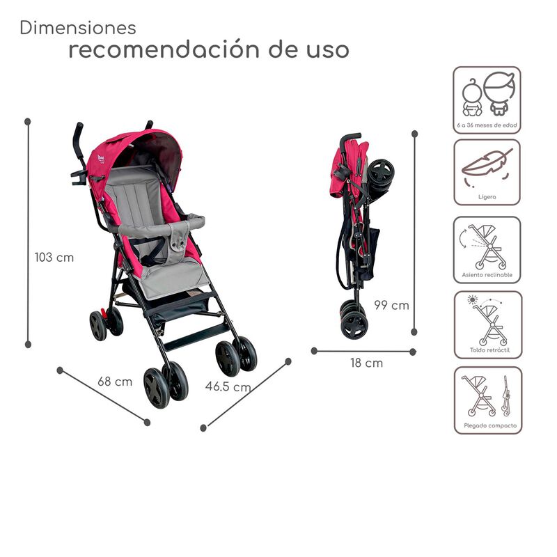 Carriola Plegable con Reclinado y Toldo Carri D... image number null