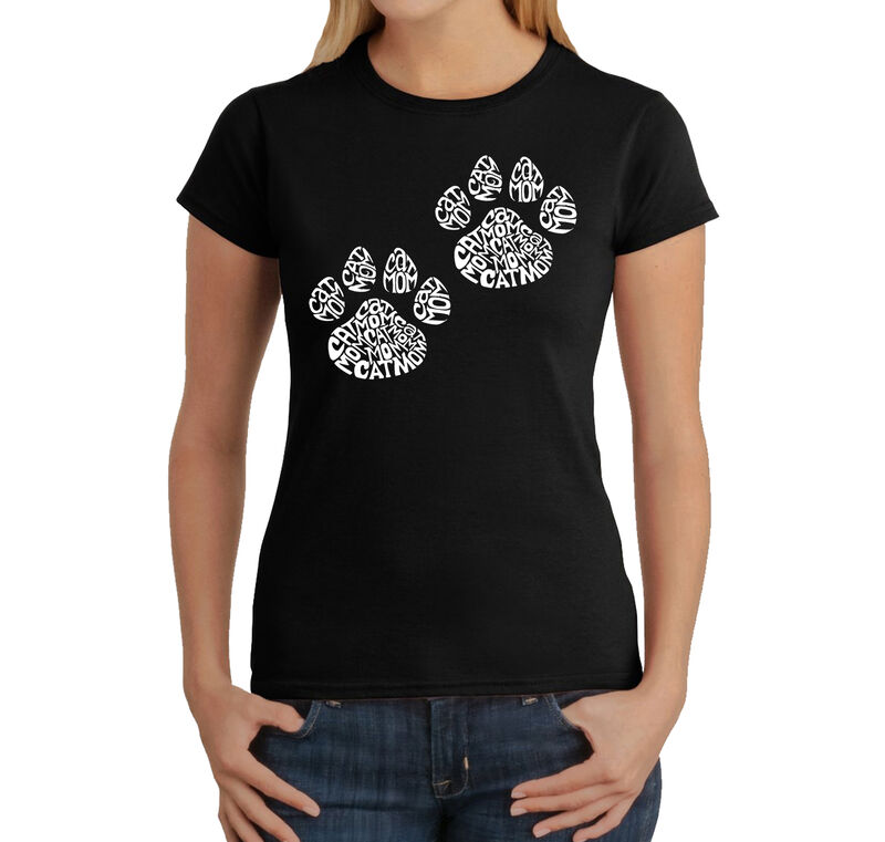 Camiseta Word Art Para Mujer - Cat Mom- Negro image number null