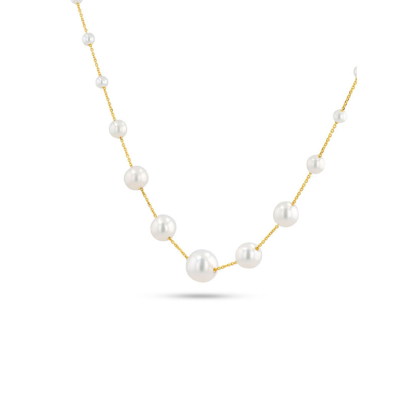 Collar Oro Amarillo 14k Perlas Blancas Disminuc... image number null
