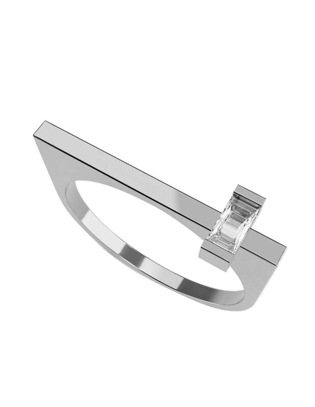 Anillo de Compromiso en Oro Blanco 10K con Circ... image number null