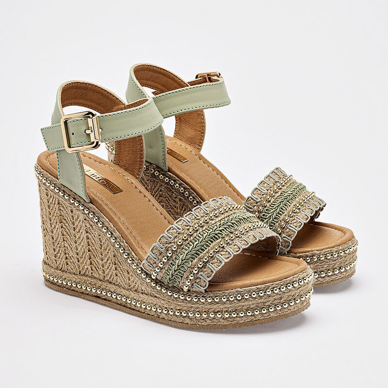 Mutante sandalia cu&ntilde;a para mujer verde beige co... image number null