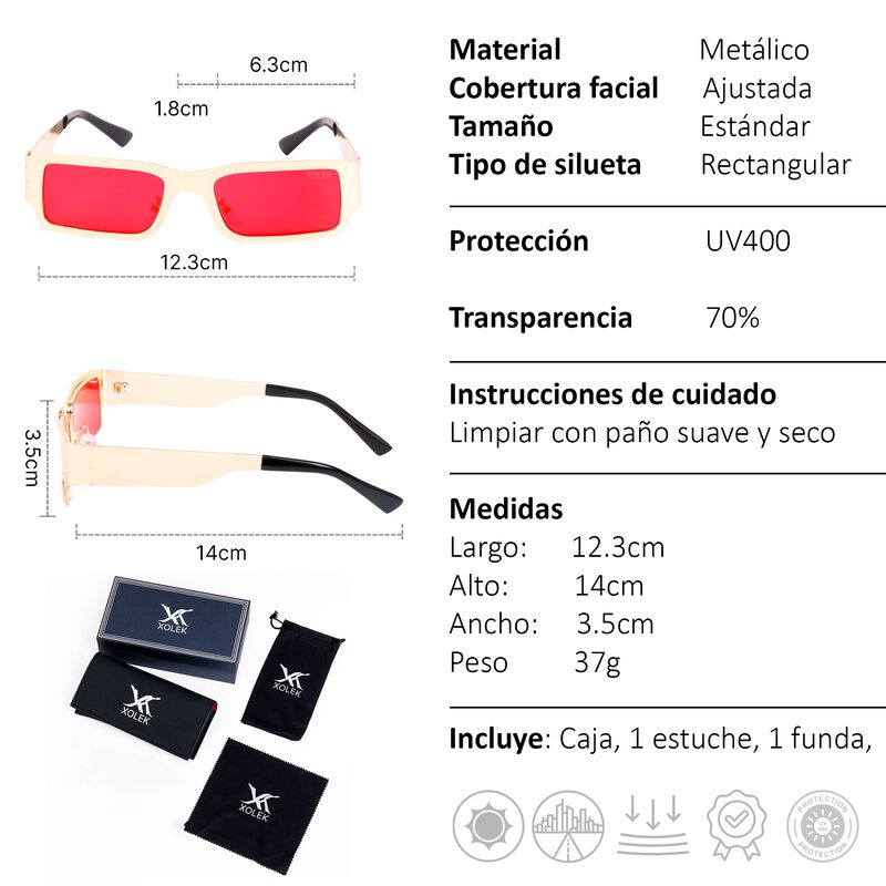 Lentes De Sol Xolek 131 Met&aacute;lico Retro Moda Uv4... image number null