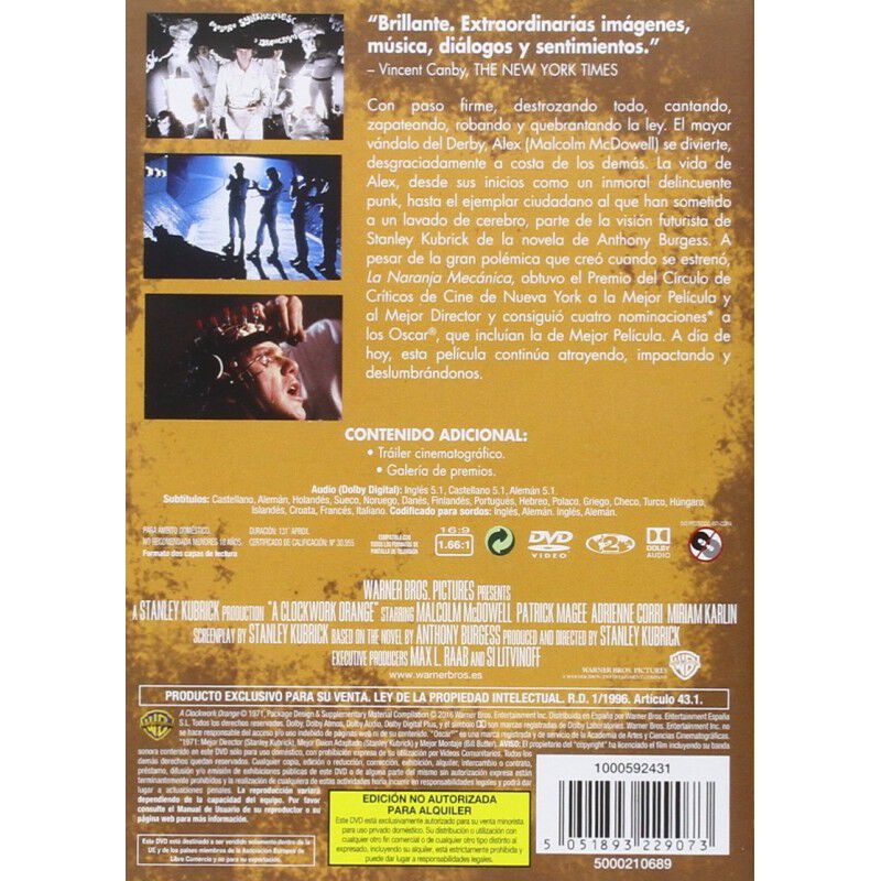 Kubrick: La Naranja Mec&aacute;nica [dvd] image number null