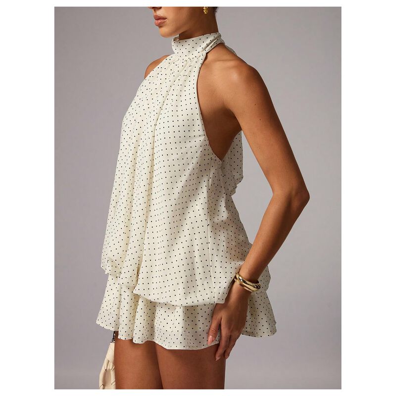 Vestido Mini Floerns Sin Mangas con Escote Halt... image number null