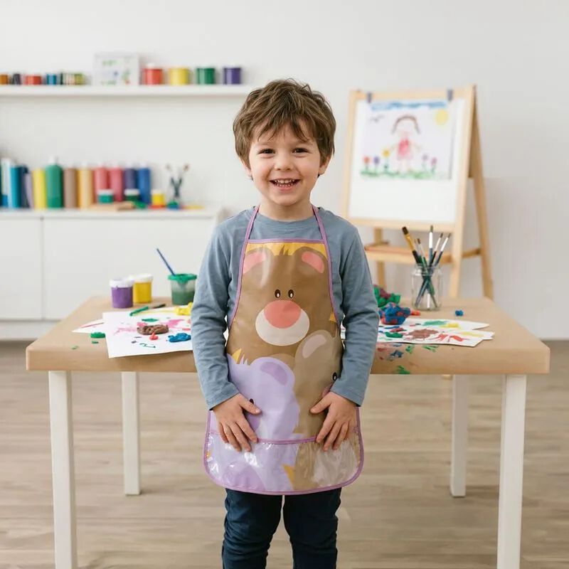 Mandil Infantil Bolsillo Impermeable Osos 37x32... image number null
