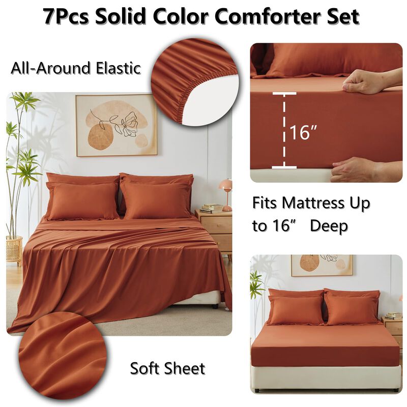 Juego De Edred&oacute;n Cozylux Queen Burnt Orange Jue... image number null