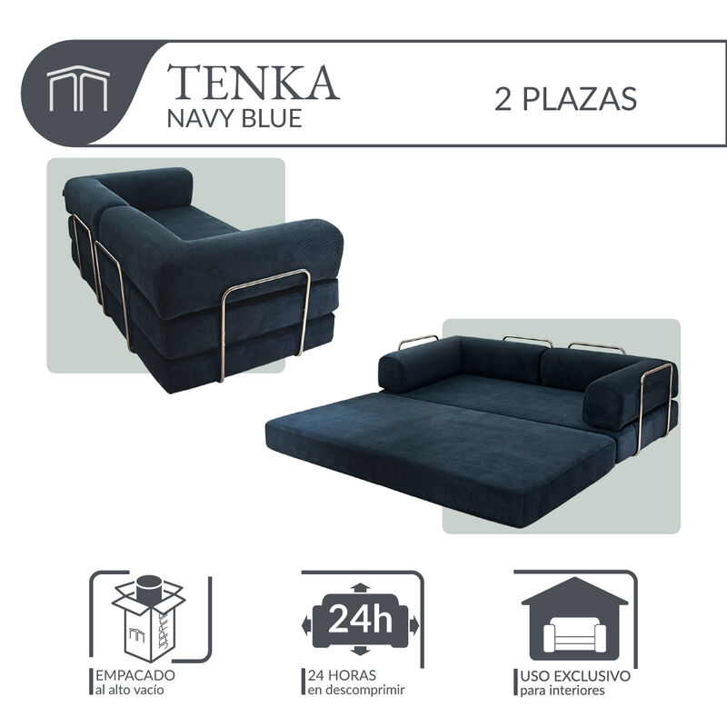 Sof&aacute; Espuma Alta densidad TENKA Navy Blue 2 pla... image number null