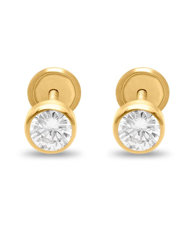 Broqueles De Oro Amarillo 14k Con Zirconias (4 ... image number null