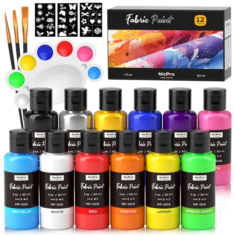 Set De Pintura Para Tela Nicpro 12 Colores 30 m... image number null