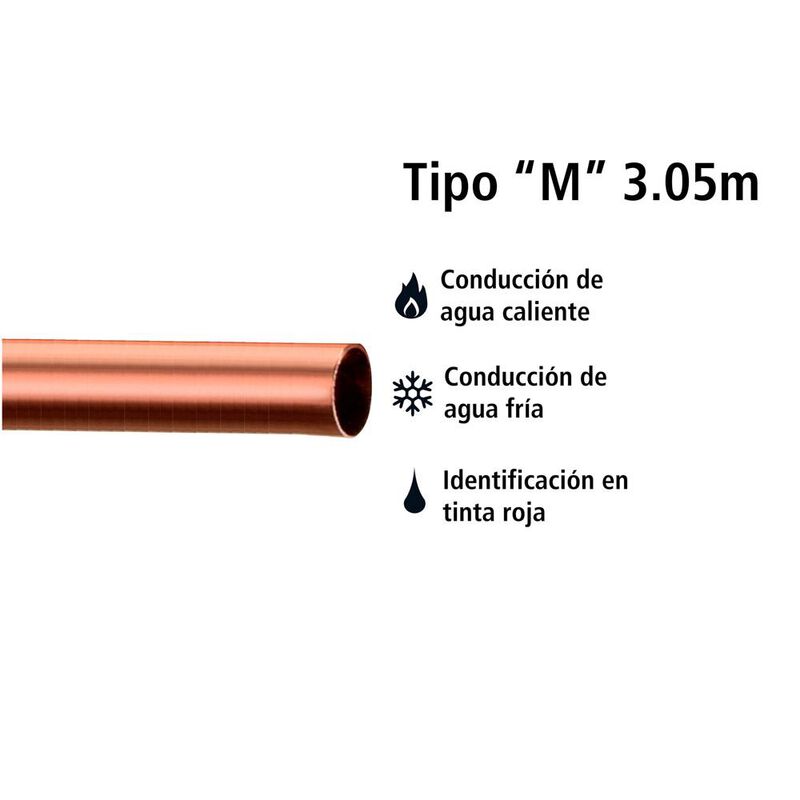 Tubo De Cobre Tipo &rdquo;m&rdquo; Tramo De 3.05 M 3/4&rdquo;, 10... image number null
