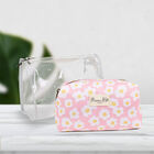 Set Cosmetiquera Floreada Color Rosa con Bolsa Transparente