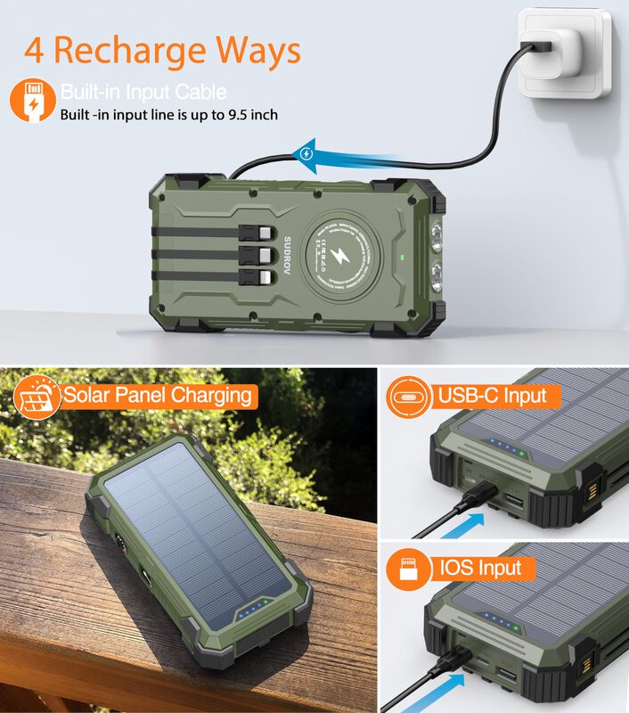 Cargador Inal&aacute;mbrico Solar Power Bank Sudrov W3... image number null
