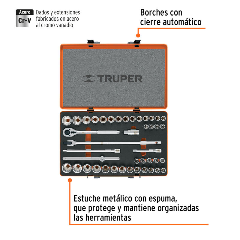 Juego de 42 Herramientas Cuadro 1/2' Std y Mm p... image number null