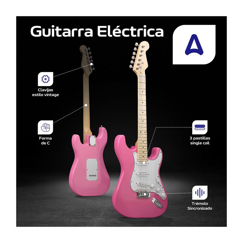 Guitarra El&eacute;ctrica Accesorios Rosa + Amplificad... image number null
