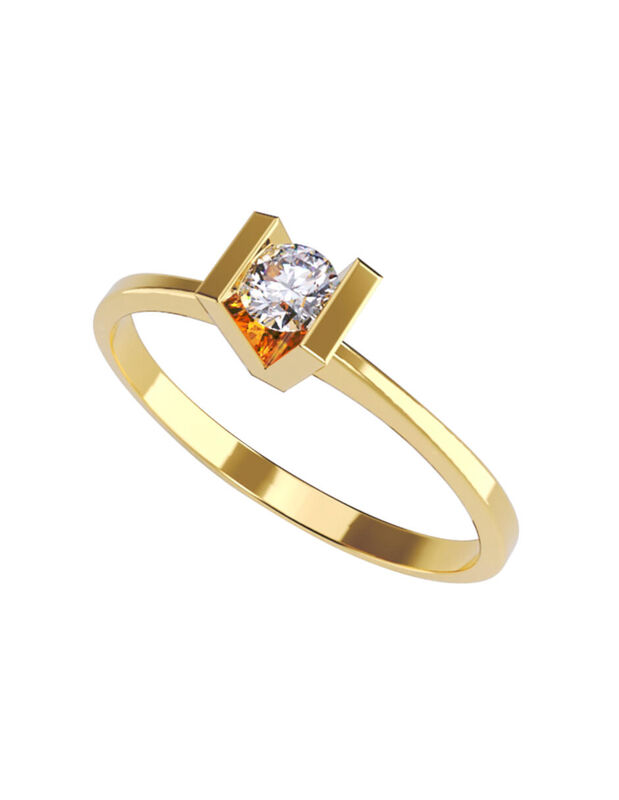 Anillo de Compromiso en Oro Amarillo 10K con Ci... image number null