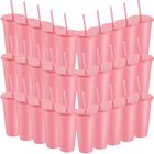 Vasos De Pl&aacute;stico Rosa Honeydak 60 piezas Con Tapa Y Pajilla, 710‑800 ml