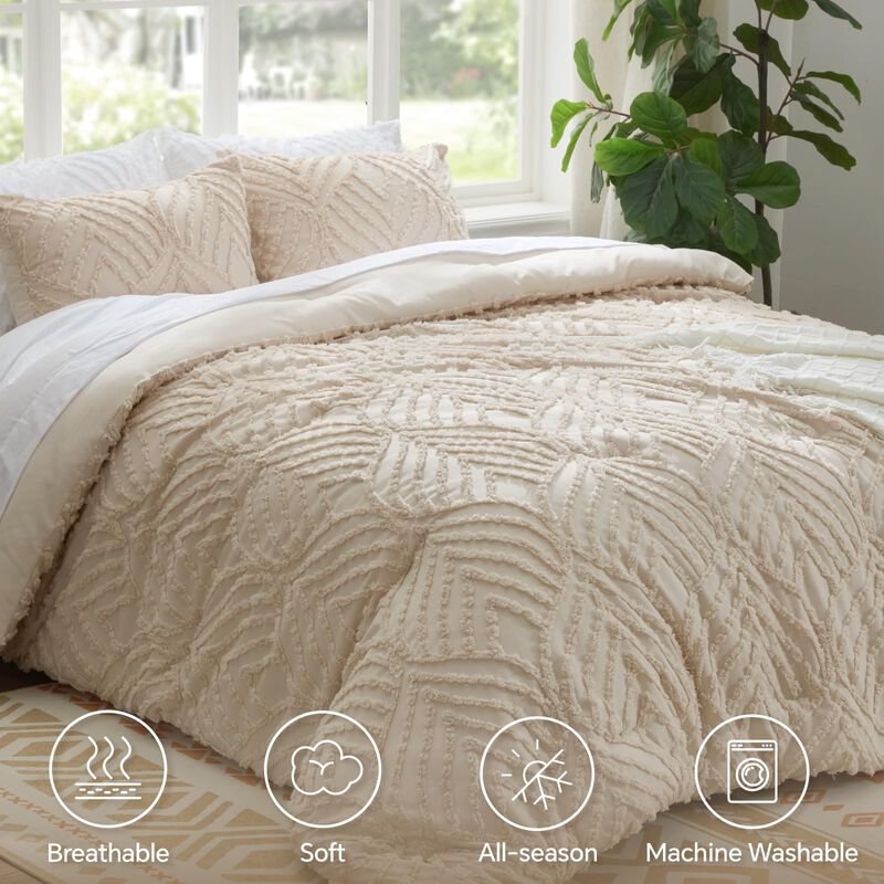 Juego De Edred&oacute;n Bedelite Queen Crema Beige 3 P... image number null