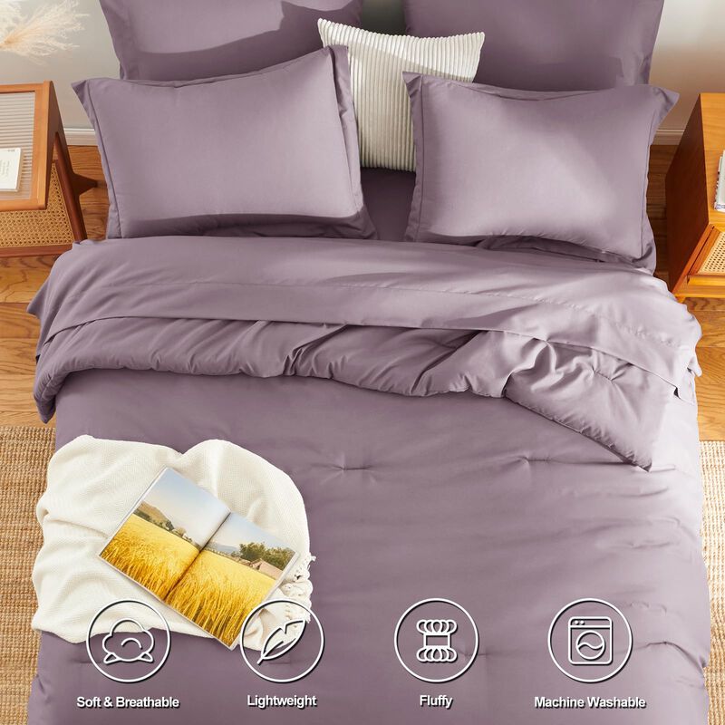 Juego De Cama Himeet King 7 Piezas P&uacute;rpura Polv... image number null